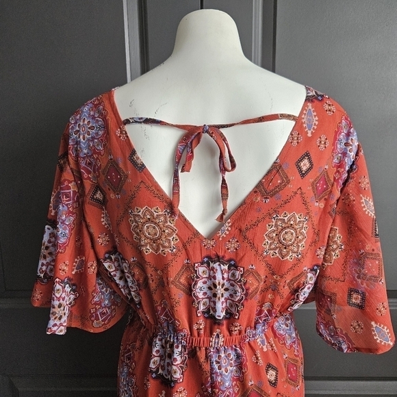 Maurices Medallion Midi Womens V-neck Dress Sz Large - Picture 5 of 11